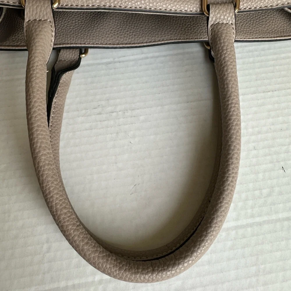 Mathew + Julian || beige EUC satchel / cross body Gold Accents